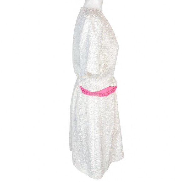 Preen by Thornton Bregazzi Dress Symmetrical Peplum Pink White Dress Size Large - Picture 7 of 12